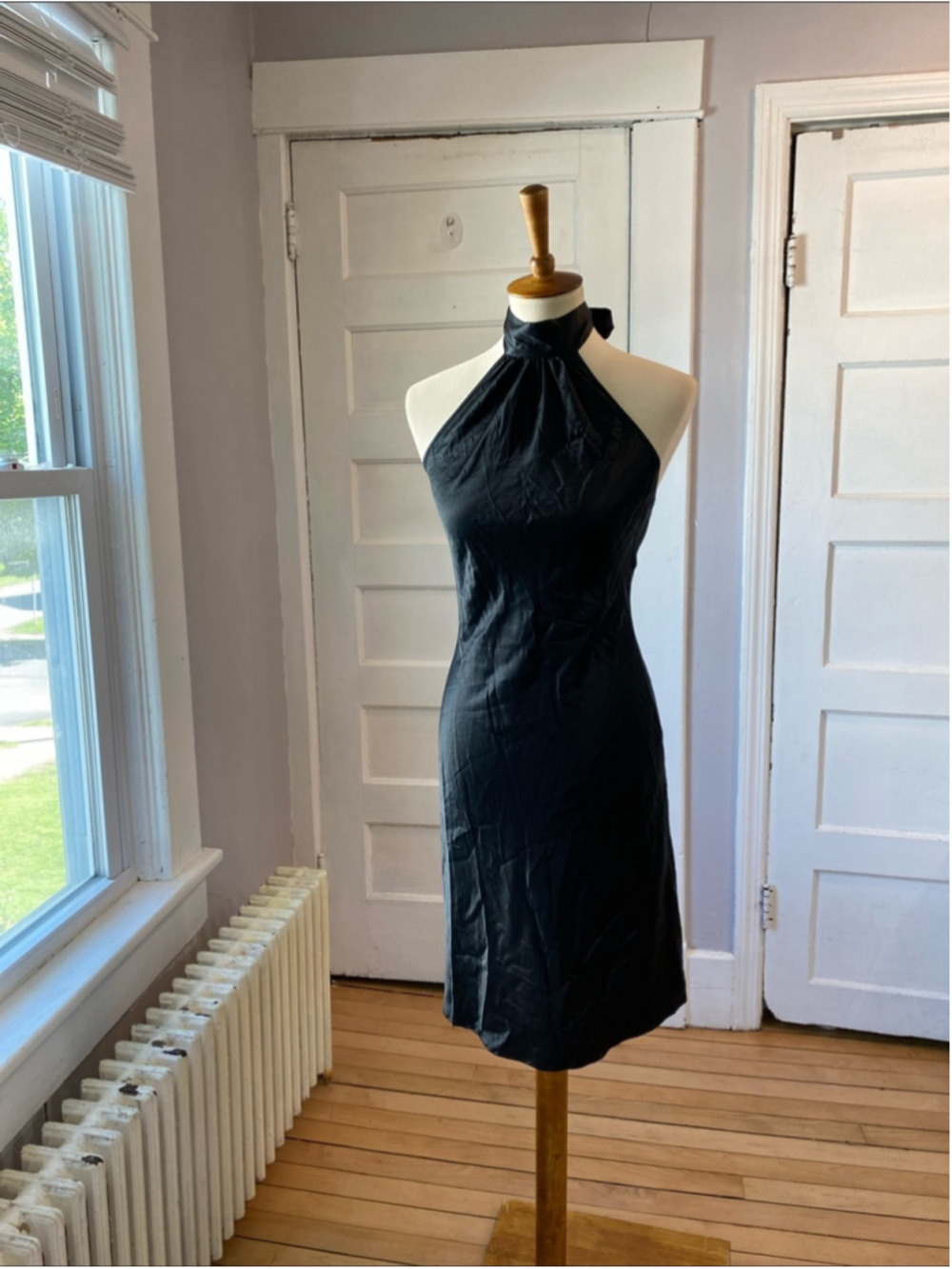 Hugo Buscati Black Silk Halter Cocktail Dress, Size 6